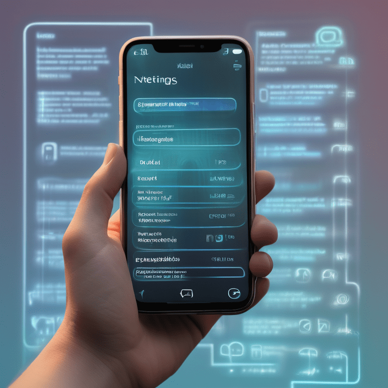 A hand holding an aged smartphone with system settings visible, surrounded by outlines of various older phone models.